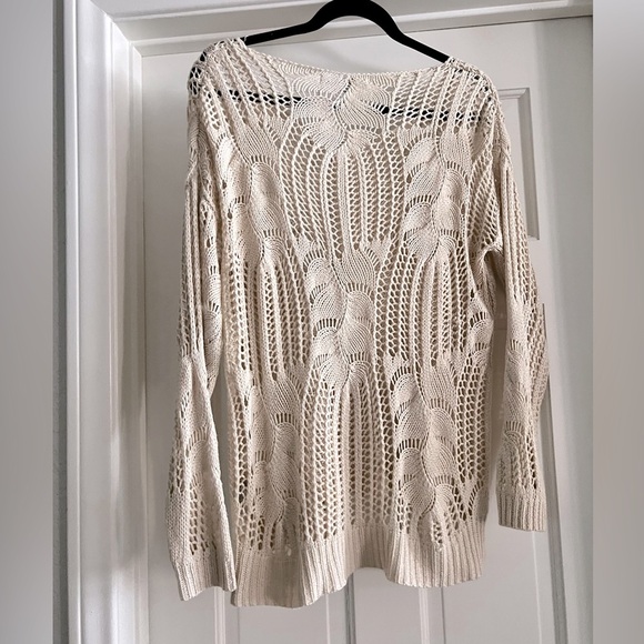 Cecico open knit pullover cream sweater women’s size Medium - Picture 2 of 3